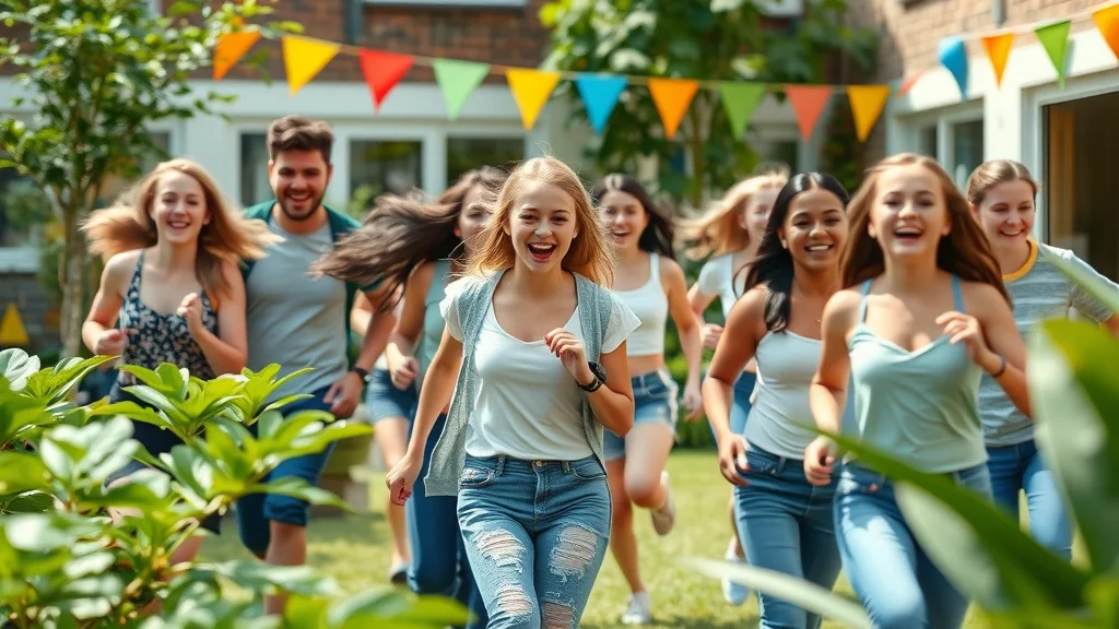 Twin English Centre summer school activity: students enjoy fun outdoor language games in a leafy garden courtyard in Central London.